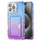 For iPhone 15 Pro Max Gradient Color TPU + PC Card Slot Full Coverage Phone Case(Blue Purple) - 1