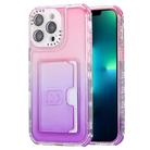 For iPhone 13 Pro Max Gradient Color TPU + PC Card Slot Full Coverage Phone Case(Pink Purple) - 1