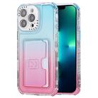 For iPhone 13 Pro Max Gradient Color TPU + PC Card Slot Full Coverage Phone Case(Sky Blue Pink) - 1