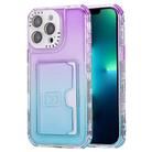 For iPhone 13 Pro Max Gradient Color TPU + PC Card Slot Full Coverage Phone Case(Purple Sky Blue) - 1