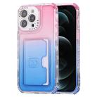 For iPhone 12 Pro Max Gradient Color TPU + PC Card Slot Full Coverage Phone Case(Pink Blue) - 1