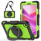 For Lenovo Tab One / K9 TB305FU 2025 D Type Silicone Hybrid PC Tablet Case with Handle Holder(Yellow Green PC) - 1