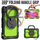 For Lenovo Tab One / K9 TB305FU 2025 D Type Silicone Hybrid PC Tablet Case with Handle Holder(Yellow Green PC) - 3