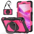 For Lenovo Tab One / K9 TB305FU 2025 D Type Silicone Hybrid PC Tablet Case with Handle Holder(Rose Red PC) - 1