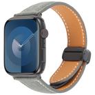 For Apple Watch 46mm / 49mm / 45mm / 44mm Folding Magnetic Buckle Denim Leather Watch Band(Retro Blue) - 1