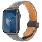 For Apple Watch 46mm / 49mm / 45mm / 44mm Folding Magnetic Buckle Denim Leather Watch Band(Black) - 1