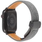 For Apple Watch 46mm / 49mm / 45mm / 44mm Folding Magnetic Buckle Denim Leather Watch Band(Black) - 2