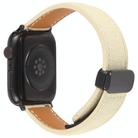 For Apple Watch 46mm / 49mm / 45mm / 44mm Folding Magnetic Buckle Denim Leather Watch Band(Apricot) - 2
