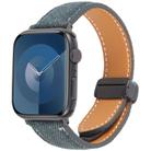 For Apple Watch 42mm / 41mm / 40mm / 38mm Folding Magnetic Buckle Denim Leather Watch Band(Dark Blue) - 1