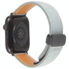 For Apple Watch 42mm / 41mm / 40mm / 38mm Folding Magnetic Buckle Denim Leather Watch Band(Light Blue) - 2