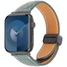 For Apple Watch 42mm / 41mm / 40mm / 38mm Folding Magnetic Buckle Denim Leather Watch Band(Blue Grey) - 1