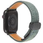 For Apple Watch 42mm / 41mm / 40mm / 38mm Folding Magnetic Buckle Denim Leather Watch Band(Blue Grey) - 2
