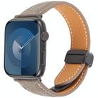 For Apple Watch 42mm / 41mm / 40mm / 38mm Folding Magnetic Buckle Denim Leather Watch Band(Light Brown) - 1