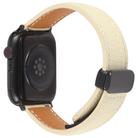 For Apple Watch 42mm / 41mm / 40mm / 38mm Folding Magnetic Buckle Denim Leather Watch Band(Apricot) - 2