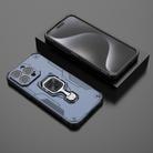 For iPhone 15 Pro Max Metal Kickstand TPU Hybrid PC Phone Case(Blue) - 2