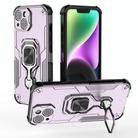 For iPhone 14 Metal Kickstand TPU Hybrid PC Phone Case(Purple) - 1