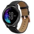 20mm Rose Gold Buckle Leather Watch Band(Black) - 1