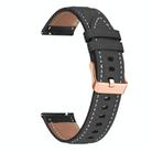 20mm Rose Gold Buckle Leather Watch Band(Black) - 2