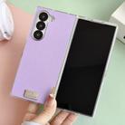 For Samsung Galaxy Z Fold5 Transparent Edge Litchi Texture Phone Case(Purple) - 2