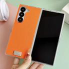 For Samsung Galaxy Z Fold5 Transparent Edge Litchi Texture Phone Case(Orange) - 2