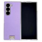 For Samsung Galaxy Z Fold6 Transparent Edge Litchi Texture Phone Case(Purple) - 1