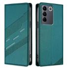 For vivo V27e 4G Global Embossed Multi-functional Wallet Retro Leather Phone Case(Dark Green) - 2