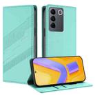 For vivo V27e 4G Global Embossed Multi-functional Wallet Retro Leather Phone Case(Mint Green) - 1