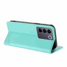 For vivo V27e 4G Global Embossed Multi-functional Wallet Retro Leather Phone Case(Mint Green) - 3