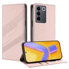 For vivo V27e 4G Global Embossed Multi-functional Wallet Retro Leather Phone Case(Pink) - 1