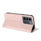 For vivo V27e 4G Global Embossed Multi-functional Wallet Retro Leather Phone Case(Pink) - 3