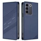 For vivo V27e 4G Global Embossed Multi-functional Wallet Retro Leather Phone Case(Dark Blue) - 2