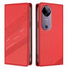 For vivo V40 5G Global Embossed Multi-functional Wallet Retro Leather Phone Case(Red) - 2