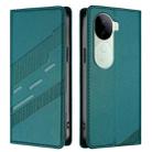 For vivo V40e 5G India / iQOO Z9s 5G Embossed Multi-functional Wallet Retro Leather Phone Case(Dark Green) - 2