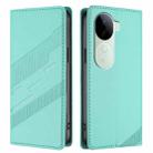 For vivo V40e 5G India / iQOO Z9s 5G Embossed Multi-functional Wallet Retro Leather Phone Case(Mint Green) - 2