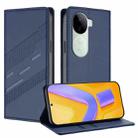 For vivo V40e 5G India / iQOO Z9s 5G Embossed Multi-functional Wallet Retro Leather Phone Case(Dark Blue) - 1