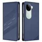 For vivo V40e 5G India / iQOO Z9s 5G Embossed Multi-functional Wallet Retro Leather Phone Case(Dark Blue) - 2