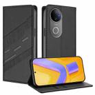 For vivo V50 5G Global Embossed Multi-functional Wallet Retro Leather Phone Case(Black) - 1