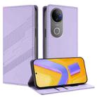 For vivo V50 5G Global Embossed Multi-functional Wallet Retro Leather Phone Case(Light Purple) - 1