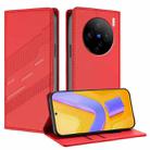 For vivo X100s 5G Global Embossed Multi-functional Wallet Retro Leather Phone Case(Red) - 1