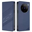 For vivo X100s 5G Global Embossed Multi-functional Wallet Retro Leather Phone Case(Dark Blue) - 2