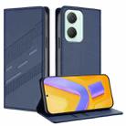 For vivo Y03 4G Global Embossed Multi-functional Wallet Retro Leather Phone Case(Dark Blue) - 1