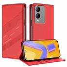 For vivo Y17s 4G Global Embossed Multi-functional Wallet Retro Leather Phone Case(Red) - 1