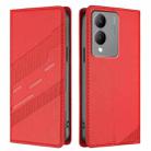 For vivo Y17s 4G Global Embossed Multi-functional Wallet Retro Leather Phone Case(Red) - 2