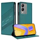 For vivo Y17s 4G Global Embossed Multi-functional Wallet Retro Leather Phone Case(Dark Green) - 1