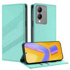 For vivo Y17s 4G Global Embossed Multi-functional Wallet Retro Leather Phone Case(Mint Green) - 1