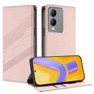 For vivo Y17s 4G Global Embossed Multi-functional Wallet Retro Leather Phone Case(Pink) - 1