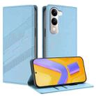 For vivo Y29s 5G Global Embossed Multi-functional Wallet Retro Leather Phone Case(Light Blue) - 1