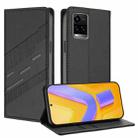 For vivo Y33s 4G Global Embossed Multi-functional Wallet Retro Leather Phone Case(Black) - 1