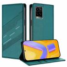 For vivo Y33s 4G Global Embossed Multi-functional Wallet Retro Leather Phone Case(Dark Green) - 1
