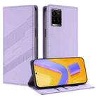 For vivo Y33s 4G Global Embossed Multi-functional Wallet Retro Leather Phone Case(Light Purple) - 1